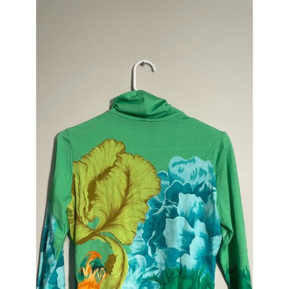 The Kit Green Jade Iris Floral Printed Turtleneck Bamboo Fabric - Picture 6 of 9